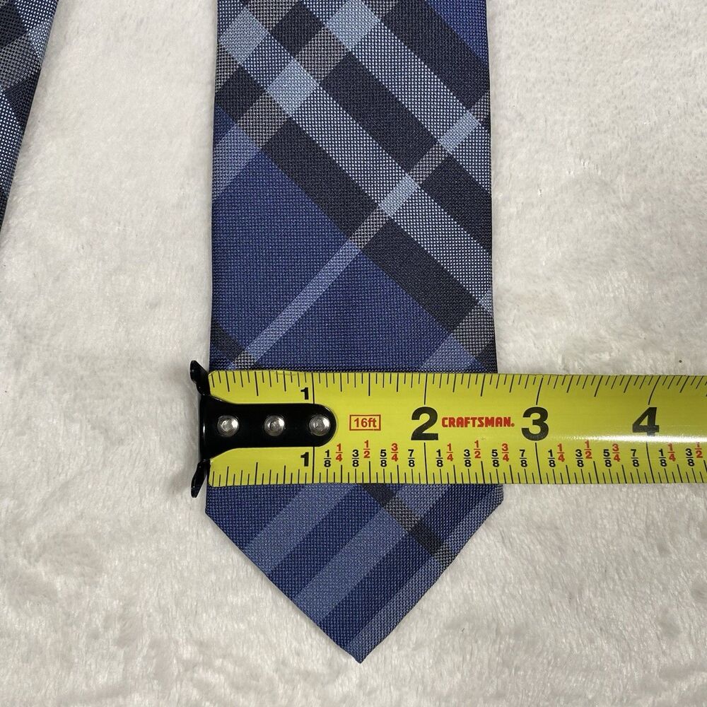 Burberry London Regent Carbon Blue Plaid Silk Tie Made In Italy Preppy Old Money - Picture 5 of 5